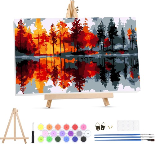 Autumn forest paint - autumn, numbers