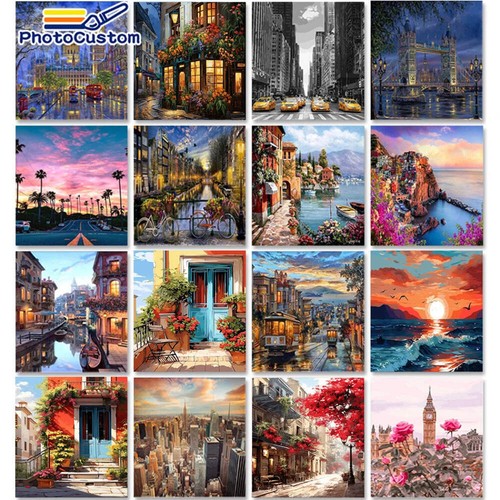 City landscape painting - landscape, by